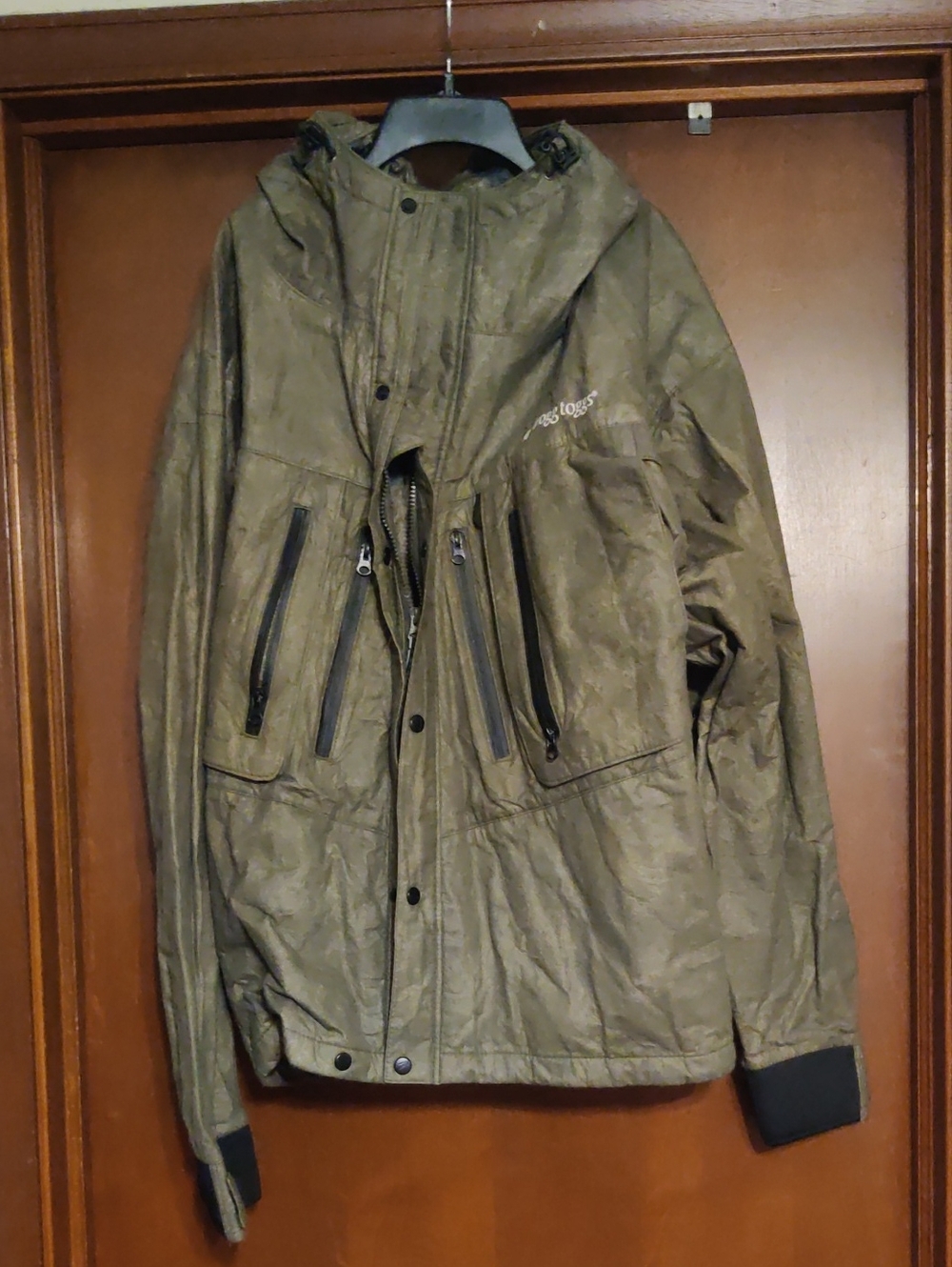 Frogg Toggs Olive Hooded Raincoat with Multiple Zip Pockets